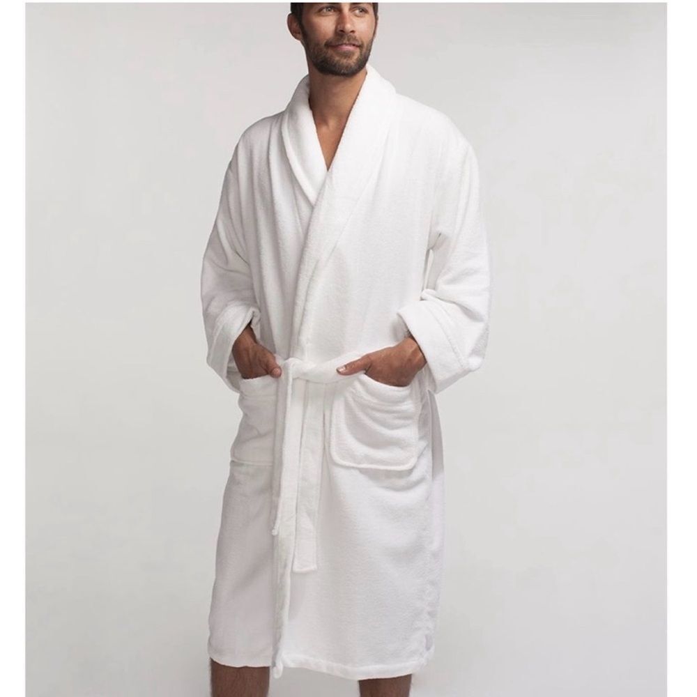 CARILOHA | Bamboo Terry White Plush Bathrobe Unisex Size Large/X-Large
